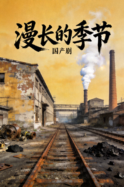 国产剧《漫长的季节》海报，充满年代感的东北工业场景